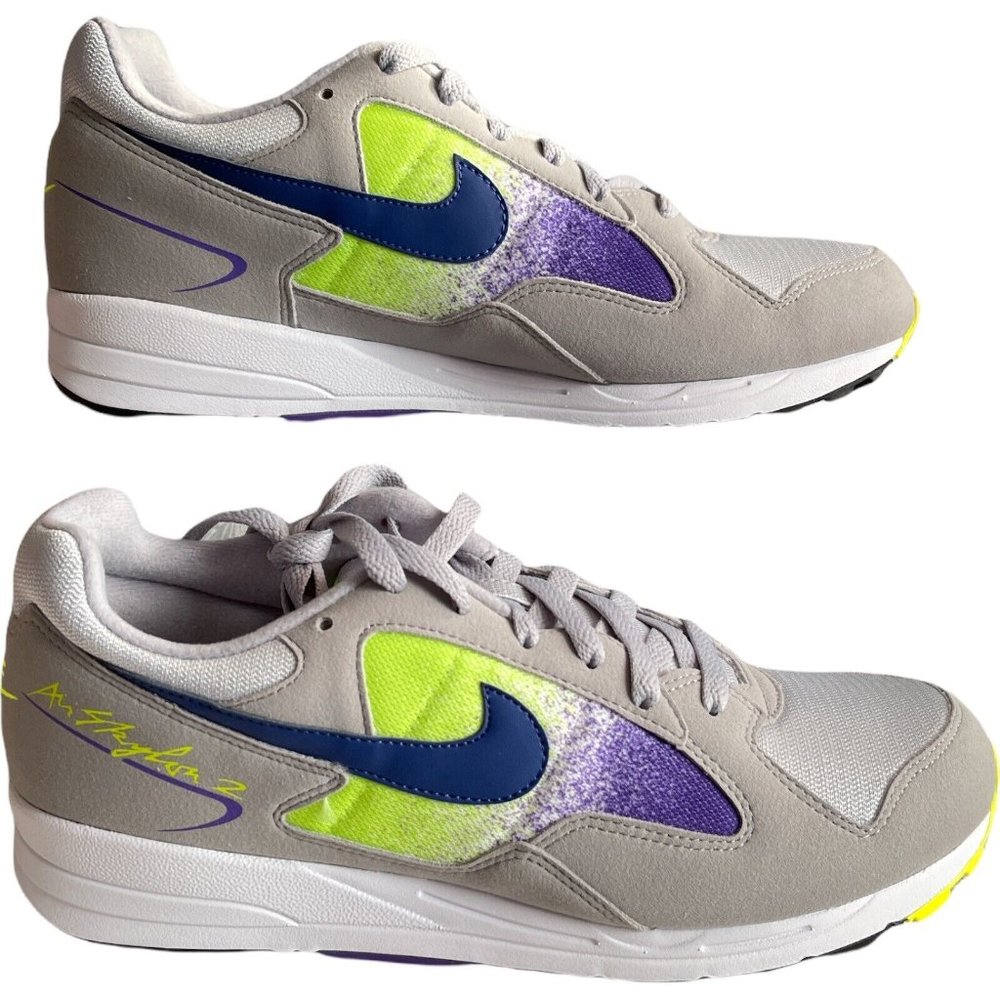 🥅Men’s Sneakers Size 10.5 Nike Air Skylon 2 Grey Volt Grape Mesh , Suede